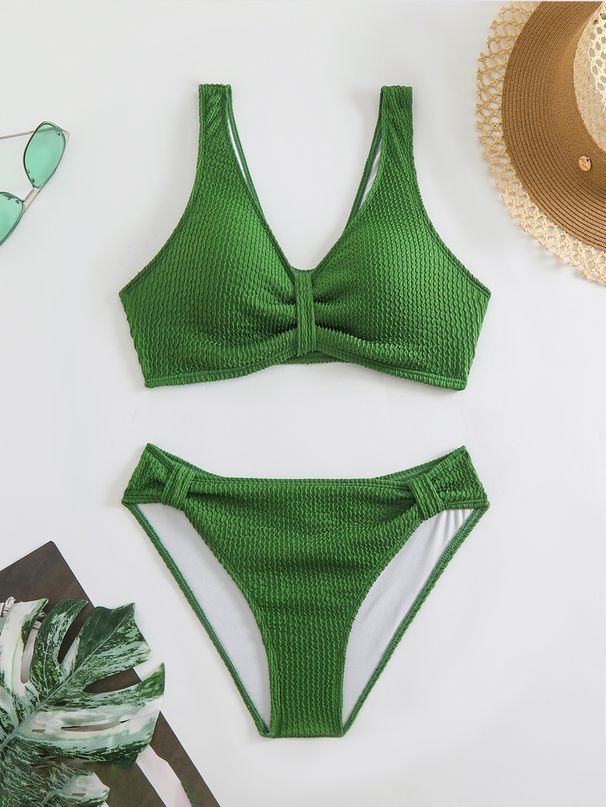 High Waist Solid Color Bikini Style Cover Belly Split Design Women's Swimsuit Sexy Vacation Fashion_ecoleips.com