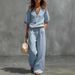 Women's Clothing Spring/Summer Women's Two Piece Set Cotton Linen V Neck Casual Comfortable For Formal & Casual For Women_ecoleips.com