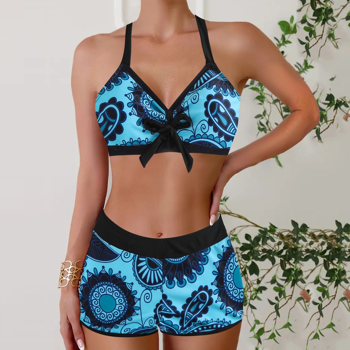 Women's Clothing New Bikini Swimsuit Women's Split High Waist Printed Bikini Swimsuit Wholesale High Waist_ecoleips.com