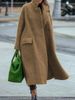 Women Casual Long Solid Color Thick Warm Wool Blended Dress Coat Winter Outwear Overcoat For Daily Wear_ecoleips.com