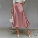 2026 European And American Cross-border Women's A-line Skirt, New Spring/summer Solid Color Satin Fashion Commuter_ecoleips.com