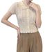 Hollow-out Crochet Doll Collar Knitted Cardigan For Women, Summer Wear, Korean-style Gentle Short-sleeve T-shirt With A_ecoleips.com