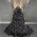 Women's Clothing Novans New Female Singer Car Model Dance Rhinestone Black Feather Long Dress Tail Dress Stage Performance Costume_ecoleips.com