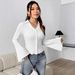 2025 Cross-Border European And American Fashion Casual Polo Collar Single-Breasted Straight-Shoulder Bell-Sleeve_ecoleips.com