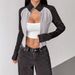 AD738 Early Autumn Outfit: Ins Hong Kong Style Color-Block Stand Collar Knit Cardigan, Regular Shoulder Zipper Slim Fit_ecoleips.com