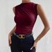 Women's Clothing High-Neck Pleated Sleeveless T-Shirt – Lightweight & Stylish For Spring & Summer_ecoleips.com