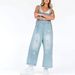 Women's Retro Distressed Ripped Wide Leg Denim Overalls Comfortable Casual Loose Fit European American Fashion Style_ecoleips.com