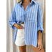 Striped Shirt Women's Elegant Versatile Long Sleeve Shirt Cardigan Loose Top Women's Clothing_ecoleips.com