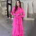 Women's Clothing High Neck Patchwork Snowflake Dress Court Design Ruffle Muslim Fashion Fall_ecoleips.com