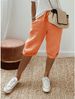 Aria Basics Aria Basics 2023 European And American Cross-Border Independent Station Cotton Linen Pocket Elastic Casual Women's Five-Point_ecoleips.com