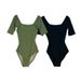 2023 New European And American Style Women's Solid Color Low-Cut One-Piece Swimsuit Slimming Tummy-Control Swimwear_ecoleips.com