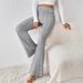 Women's Knit Jacquard Flared Pants - Street Style Low Waist Comfortable Stretchy Long Pants For Casual Wear_ecoleips.com