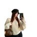 girl Real Shot Lazy Playful Autumn Style Knitted For Women Batwing Long Sleeve Sweater Versatile Top Korean Version Women's_ecoleips.com