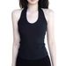 Black Halter Neck Camisole Chest Pads Women, 2026 New Summer Style, Suitable For Outerwear, Pure And Alluring, With_ecoleips.com