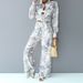 Women's Clothing New Casual Printed Lace Up Shirt Trousers Fashion Spring Suit_ecoleips.com