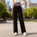 High Waisted Black Straight Leg Jeans for Women Slim Fit Stretch Denim Pants Autumn Winter New Style Hot Selling_ecoleips.com