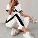 Women's Fashion Two Piece Set Round Neck Short Sleeve T-Shirt With Drawstring Pants Print Spring/Autumn Summer_ecoleips.com