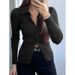 Casual, Simple Solid-Color Long-Sleeved Shirt, Woolen Women's Clothing, Autumn And Winter Cardigan Sweater_ecoleips.com