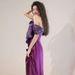 French Style Satin Morning Robe Women's Elegant Toasting Dress Purple Bridal Gown Engagement Evening Wear 2026 New Style_ecoleips.com