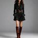 Women's Digital Printed Plaid Shirt Dress With Pockets Waist Cinching Fashionable Casual Maxi Dress_ecoleips.com
