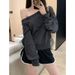 American-style Real-shot Casual Off-shoulder Sweatshirt Women, Spring Autumn, Korean Version, Loose Fit, Versatile,_ecoleips.com
