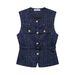 Aria Basics ZARZ Custom-made European And American Style New Women's Clothing Classic Fashion Versatile Belted Sequined Woolen Vest_ecoleips.com