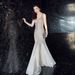 Women's clothing dress women's new banquet elegant annual meeting long fishtail sequin sexy dress_ecoleips.com