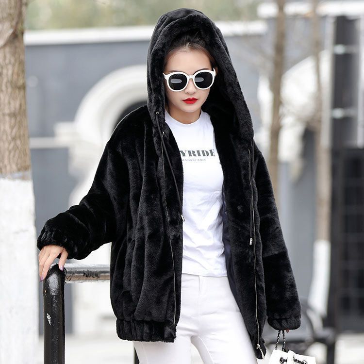 Cozy Flannel Hooded Jacket For Women - Mid-Length Winter Fleece-Lined Coat With Long Sleeves, Loose Fit & Soft Warmth_ecoleips.com