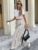 K New Women's Drawstring Waist Wide-leg Loose Casual Pants With Leopard Print Splicing Design. No Bags Or Other Accessories_ecoleips.com