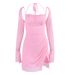 Women's Long Sleeved Mesh Dress Sexy High Slit Backless Fashionable Halter Neck Spaghetti Strap Cross Border Trade_ecoleips.com