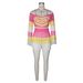 Women's Spring Summer Fashion Handmade Crochet Heart Knitted Multi-color Slim Fit Bodycon Skirt Two-piece Set_ecoleips.com
