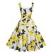 Women's Clothing Retro Hepburn Style High Waist One Shoulder Fresh Print Travel Photo Parent Child Outfit Sleeveless Dress_ecoleips.com