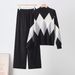 Women's Fashion Two Piece Set round Neck Sweater And Wide Leg Pants Loose Fit Autumn Winter Casual Versatile Cross Border European American Style_ecoleips.com
