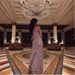 Sleeveless Halter Gold Sprinkled Hip Wrapped Long Formal Dress With Small Train For Evening Ball Party Prom_ecoleips.com