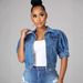 New Denim Jacket Short Sleeve Puff Sleeve Jacket Women_ecoleips.com