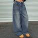 "Distressed Wide-Leg Denim Jeans – Extra Long & Loose Fit (Bluish/Black/Light Gray, XS-XXL)"_ecoleips.com