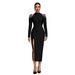 Spring High Neck Slim Fit Dress For Women With Draped Rhinestone Tassels And Sparkling High Slit European And American Style Cocktail Dress_ecoleips.com