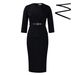 D542 Fashion Big Collar Waist OL Thongler Elegant Bunch Pencil Skirt Dress_ecoleips.com