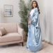 Women's Clothing elegant and simple solid color large size satin robe Abaya_ecoleips.com