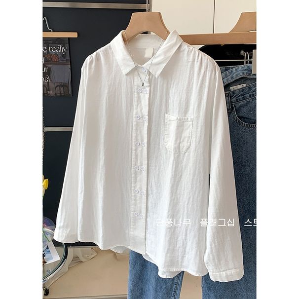 White Cotton-linen Women, Spring And Autumn French Style Long-sleeve Linen Top, Unique Design Petite Individuals,_ecoleips.com