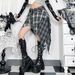 Women's Irregular Bohemian Style Midi Skirt Dark Plaid Fashionable And Versatile Gothic Style Bottoms for Ladies_ecoleips.com