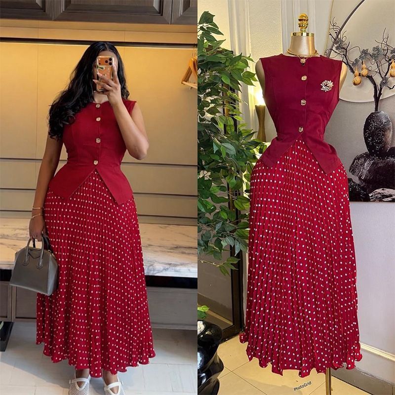 Women's Clothing Summer Elegant Sleeveless Vest Pleated Skirt Set Style Fashion For Formal & Casual For Women_ecoleips.com