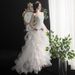 Spring New Arrival Mini Train Wedding Dress Student Princess Style Puffy Cake Skirt Short Front Long Back Photo Studio Dress_ecoleips.com