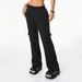 Voya Black Spring Autumn New Women's Pants, European And American Style, Elastic Waist, Side Pockets, Casual Fashion Flared_ecoleips.com