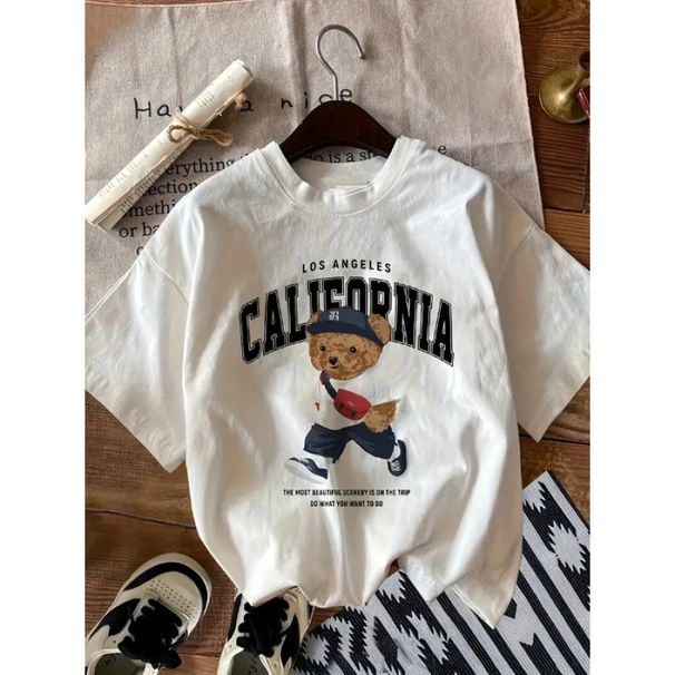 Factory Direct Sales Short Sleeve 200g Heavyweight Printed Pure Cotton Round Neck Loose T-Shirt In Stock_ecoleips.com