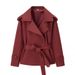 Aria Basics Aria Basics ZA Best-selling Cross-border European And American Style Women's Solid Color Belted Short Jacket Trench Coat_ecoleips.com