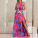 Women's Clothing Sling Dress Print V-Neck Sleeveless Dress_ecoleips.com