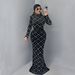 Women's Elegant Rhinestone Bubble Top Long Skirt Two Piece Set Fashion_ecoleips.com