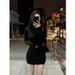 Stylish Half High Collar Slim Fit Dress Women's Long Sleeve Wrap Waist Short Skirt Fashionable Elegant Pure Color Winter Dress_ecoleips.com