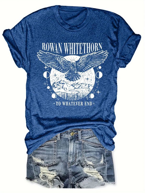 Women's Short Sleeved Wing Tops Summer Cartoon Print Round Neck Loose Short Sleeved T Shirt Tops_ecoleips.com